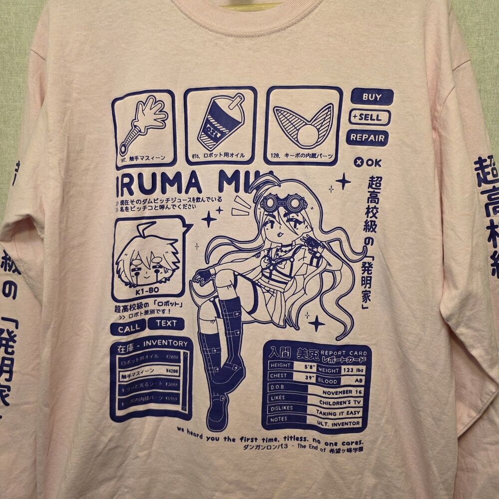 Danganronpa V3: Killing Harmony Miu Iruma Pink Video Game Gamer Tshirt Unisex L - Picture 2 of 7